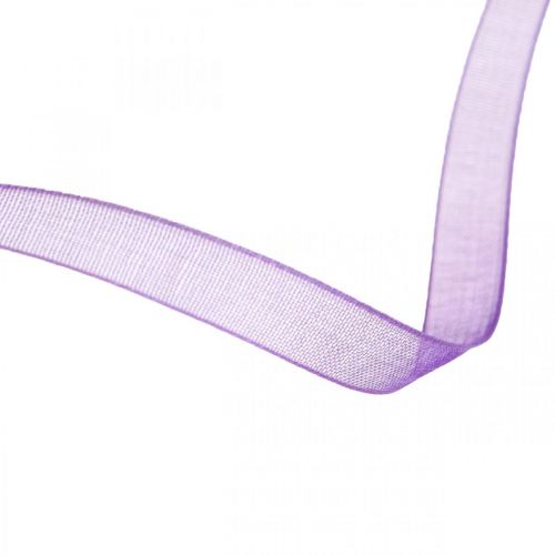 Floristik24 Fita de organza com ourela, fita de seda, fita decorativa roxa 7mm 50m