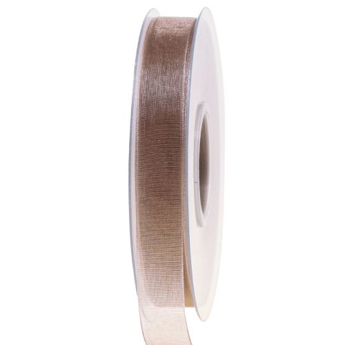 Fita de organza fita de presente fita bege ourela taupe 15mm 50m