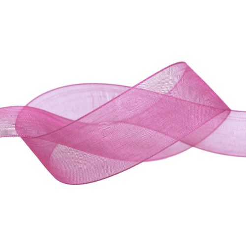 Floristik24 Fita de organza berinjela 25mm 50m
