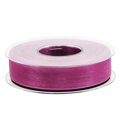 Floristik24 Fita de organza berinjela 25mm 50m