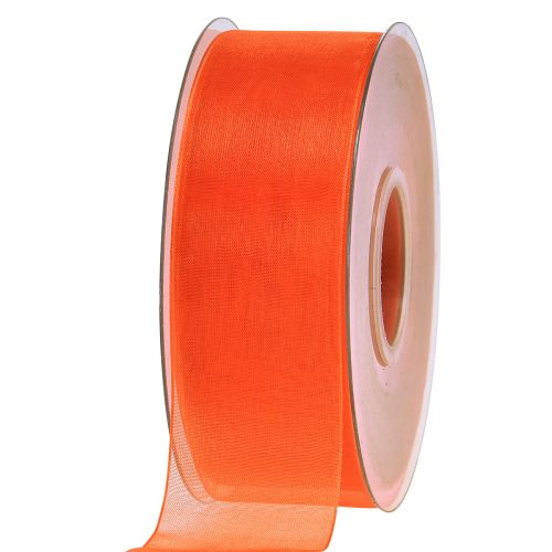 Floristik24 Fita de organza fita de presente fita laranja ourela 40mm 50m