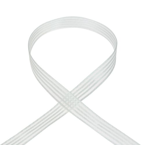 Fita de organza com listras fita para presente branca 15mm 20m