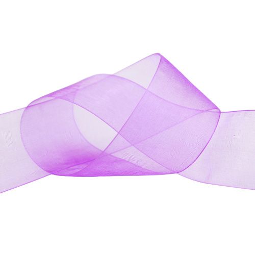Floristik24 Fita de organza com ourela 4cm 50m roxo