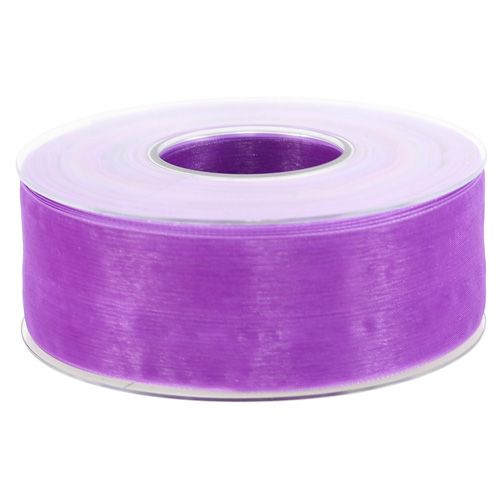 Floristik24 Fita de organza com ourela 4cm 50m roxo