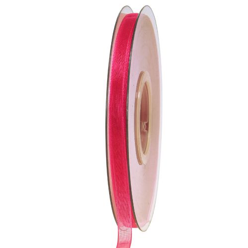 Floristik24 Fita de organza fita de presente fita rosa ourela 6mm 50m