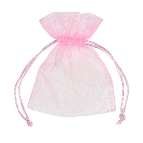 Floristik24 Saco de organza rosa 12x9cm 10p