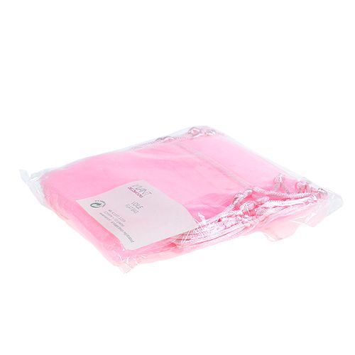 Floristik24 Saco de organza rosa 12x9cm 10p