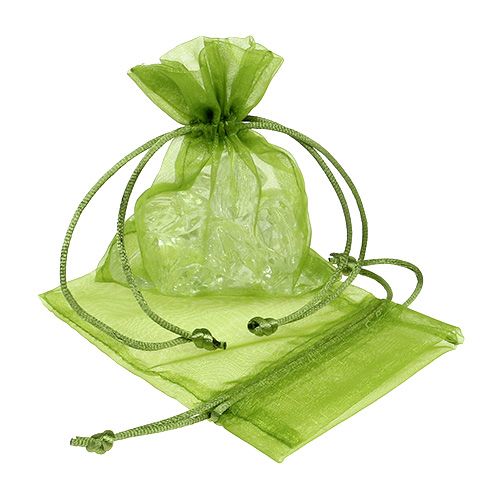 Floristik24 Sacos de organza verde 12cm x 9cm 10p