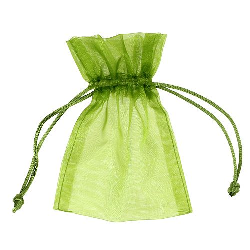 Floristik24 Sacos de organza verde 12cm x 9cm 10p