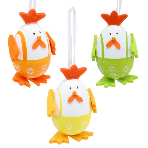 Itens Ovo pintado como galo para pendurar na mistura 7,5cm 12 unid.