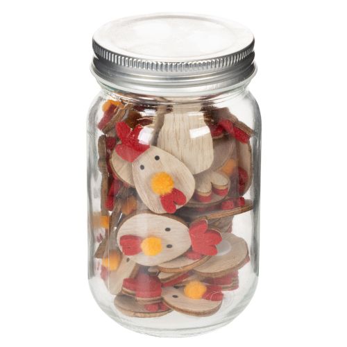 Itens Galinha de madeira com adesivo, decoração artesanal de Páscoa, decoração de mesa criativa, estilo campestre, 5 cm, 36 peças