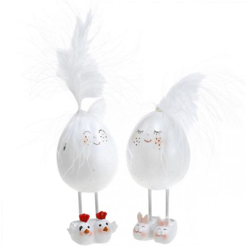 Floristik24 Ovos de decoração de páscoa com chinelos, primavera, feliz ovo de páscoa, ovos com rosto 2pcs