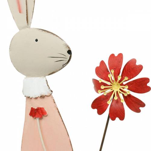 Itens Decoração de Páscoa, coelhinho de metal, decoração de primavera, coelhinho da Páscoa com flor 61cm