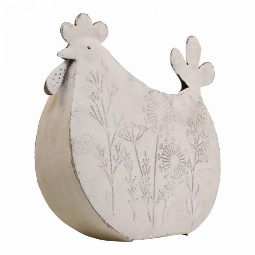 Floristik24 Decoração de Páscoa metal deco frango Páscoa branco 19,5x6,5x18cm