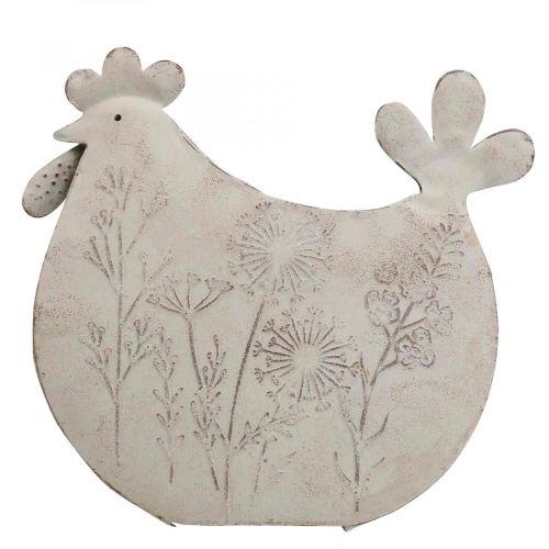 Floristik24 Decoração de Páscoa metal deco frango Páscoa branco 19,5x6,5x18cm