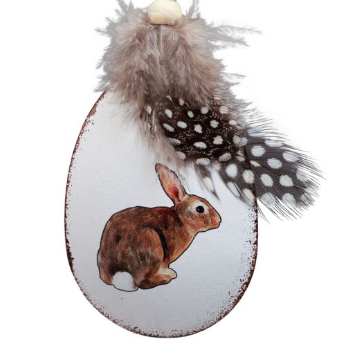 Floristik24 Decoração de Páscoa para pendurar pingente Ovos de Páscoa com coelhinhos metal vintage 7×5cm 8 un
