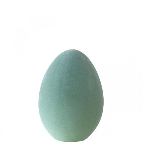 Ovo de Páscoa para decoração ovo de plástico verde acinzentado flocado 20cm