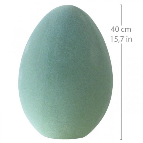 Floristik24 Ovo de páscoa grande verde acinzentado ovo verde decoração de páscoa flocado 40cm
