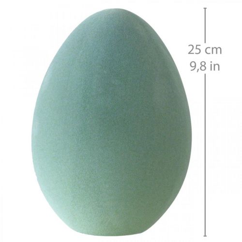 Floristik24 Ovo de páscoa plástico verde cinza ovo deco verde flocado 25cm