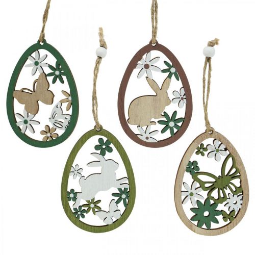 Floristik24 Ovo de Páscoa para pendurar pingente de madeira de decoração de Páscoa 5×7cm 12 unidades
