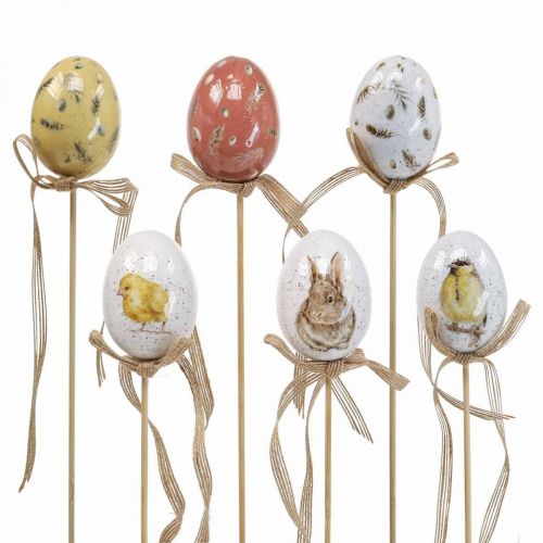 Ovos de Páscoa bujão de flor de plástico decoração de Páscoa H6cm 6uds