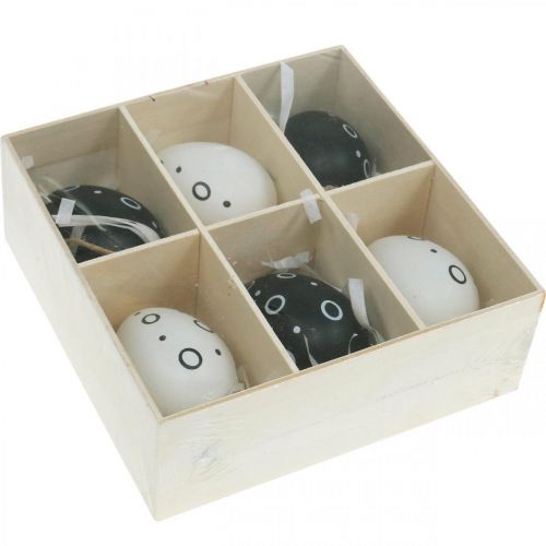 Floristik24 Ovos de páscoa com anéis e bolinhas, decoração de primavera, decoração de páscoa monocromática 6 peças