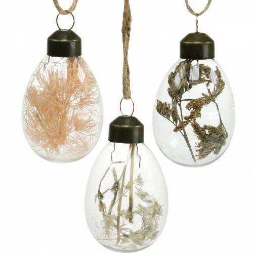 Ovos de Páscoa com flores secas, ovos decorativos feitos de vidro verdadeiro, decorações florais de Páscoa para pendurar, ovos de vidro 8 unidades