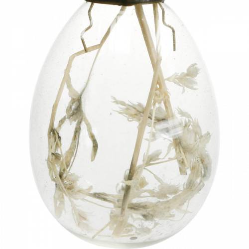 Floristik24 Ovos de Páscoa com flores secas, ovos decorativos feitos de vidro verdadeiro, decorações florais de Páscoa para pendurar, ovos de vidro 8 unidades