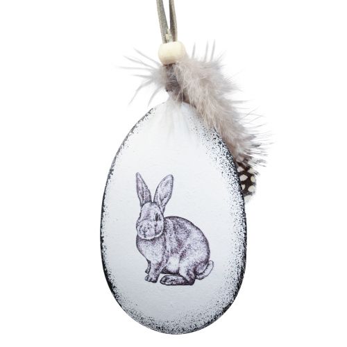 Ovos de Páscoa para pendurar penas coelhos metal 5×7cm 8 unidades