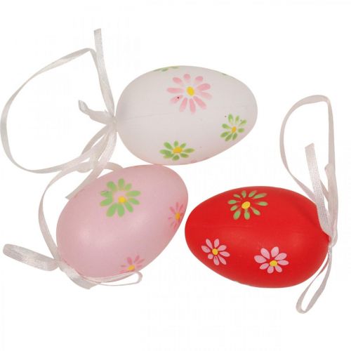 Floristik24 Ovos de Páscoa para pendurar com flores Decoração de Páscoa 6cm 12uds