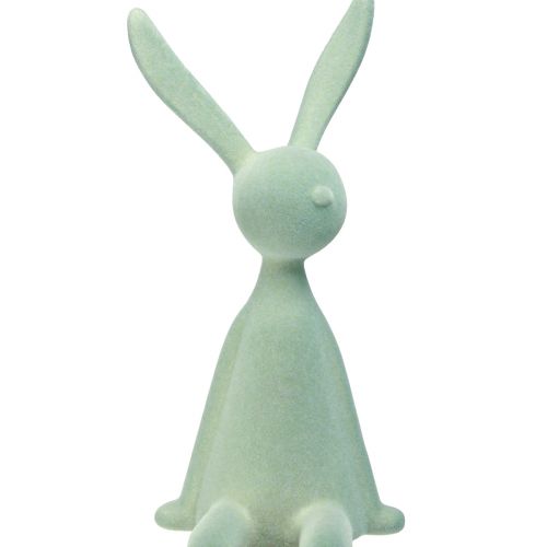 Floristik24 Banco de Borda de Coelho da Páscoa Coelho Sentado – 2ª Escolha – Cinza-Verde Flocado 56cm