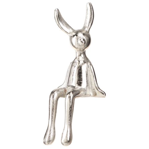 Banqueta com borda coelhinho da Páscoa coelho de metal pequeno prateado 9×9×21cm