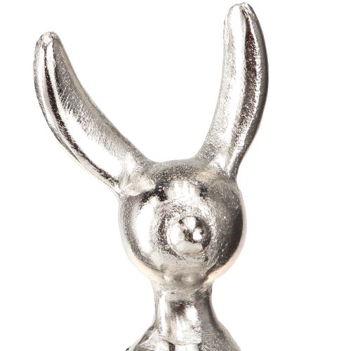 Floristik24 Banqueta com borda coelhinho da Páscoa coelho de metal pequeno prateado 9×9×21cm