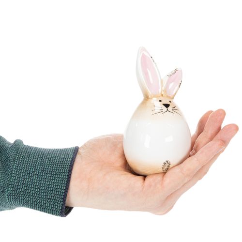 Itens Coelho da Páscoa em cerâmica, ovo branco, estatueta decorativa, coelho Ø6cm A11,5cm