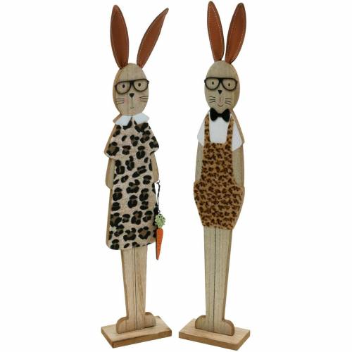 Floristik24 Pele de leopardo do coelhinho da Páscoa e óculos de madeira Tem um conjunto de decoração de Páscoa de 2