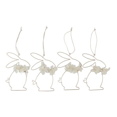 Floristik24 Coelhinhos da Páscoa para pendurar flores em metal dourado 10×14,5cm 4 un