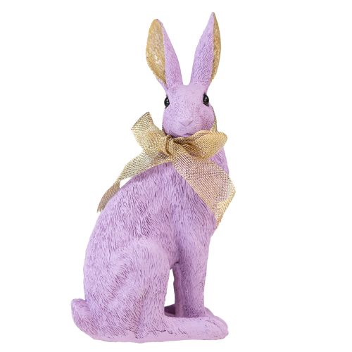 Floristik24 Decoração de coelhinho da Páscoa Coelho dourado roxo sentado figura decorativa H25cm