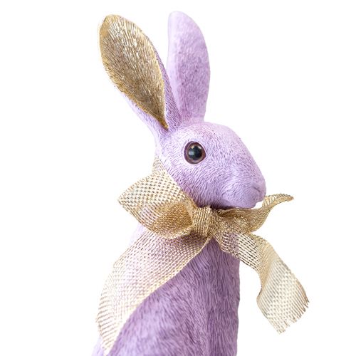 Floristik24 Decoração de coelhinho da Páscoa Coelho dourado roxo sentado figura decorativa H25cm