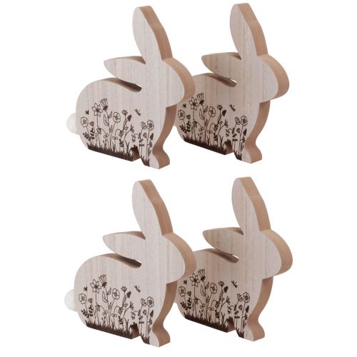 Itens Coelhinhos da Páscoa Coelhos de madeira sentados castanho natural 18,5×18cm 4 unidades