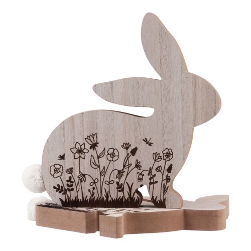 Itens Coelhinhos da Páscoa Coelhos de madeira sentados castanho natural 18,5×18cm 4 unidades