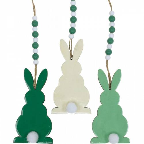Itens Coelhinhos da Páscoa para pendurar, decoração de primavera, pingente, coelhinhos decorativos verde, branco 3 unid.