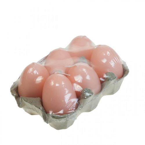Floristik24 Velas de Páscoa forma de ovo, velas de ovo Páscoa Peach Ø4.5cm A6cm 6uds