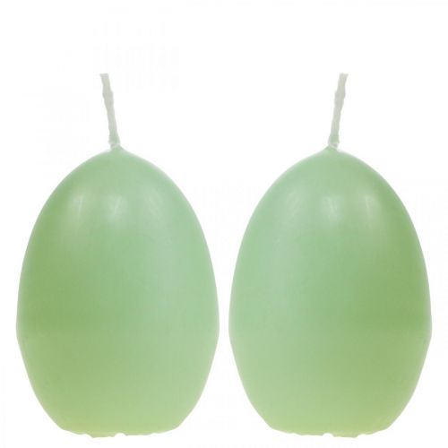 Floristik24 Velas de Páscoa forma de ovo, velas de ovo Verde Páscoa Ø4.5cm A6cm 6uds