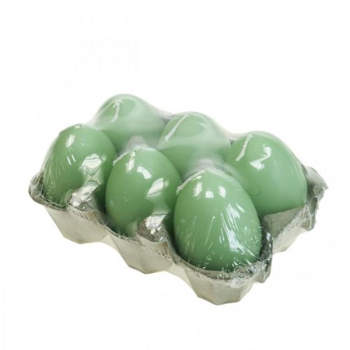 Floristik24 Velas de Páscoa forma de ovo, velas de ovo Verde Páscoa Ø4.5cm A6cm 6uds