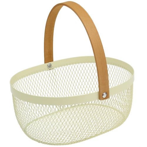 Floristik24 Cesta de Páscoa feita de metal creme 23,5 cm x 18 cm x 10 cm