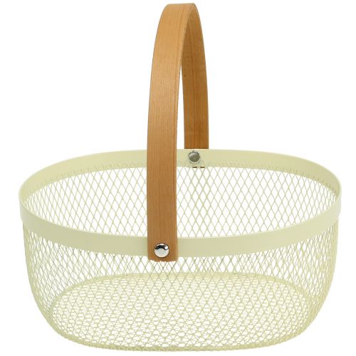 Floristik24 Cesta de Páscoa feita de metal creme 23,5 cm x 18 cm x 10 cm