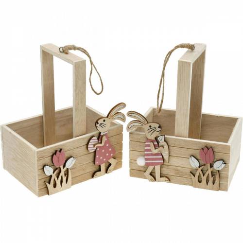 Cesta de páscoa com coelhinhos decorações de páscoa para pendurar decoração de primavera ninho de páscoa 2 peças