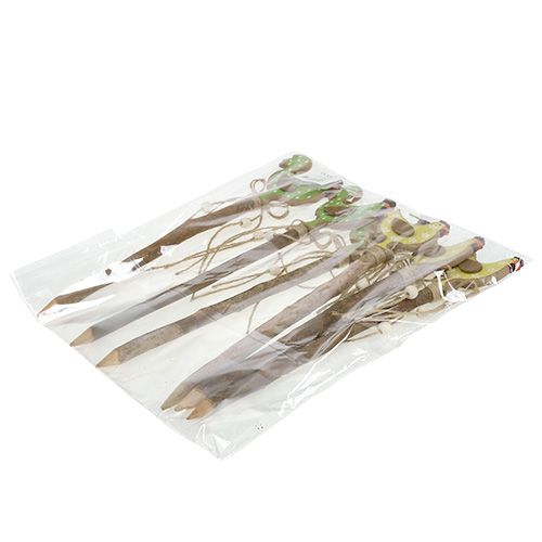 Floristik24 Tampão de Páscoa de frango amarelo, verde 8cm L36cm 6pcs