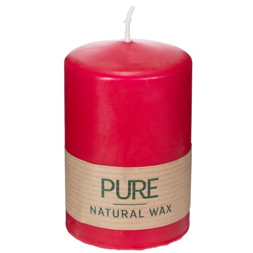 Vela pilar PURE, vela de cera natural para um ambiente aconchegante em casa, 9 cm