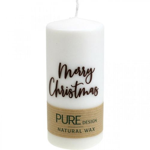 Floristik24 Velas de pilar PURO Feliz Natal 130/60mm cera branca 4 unidades